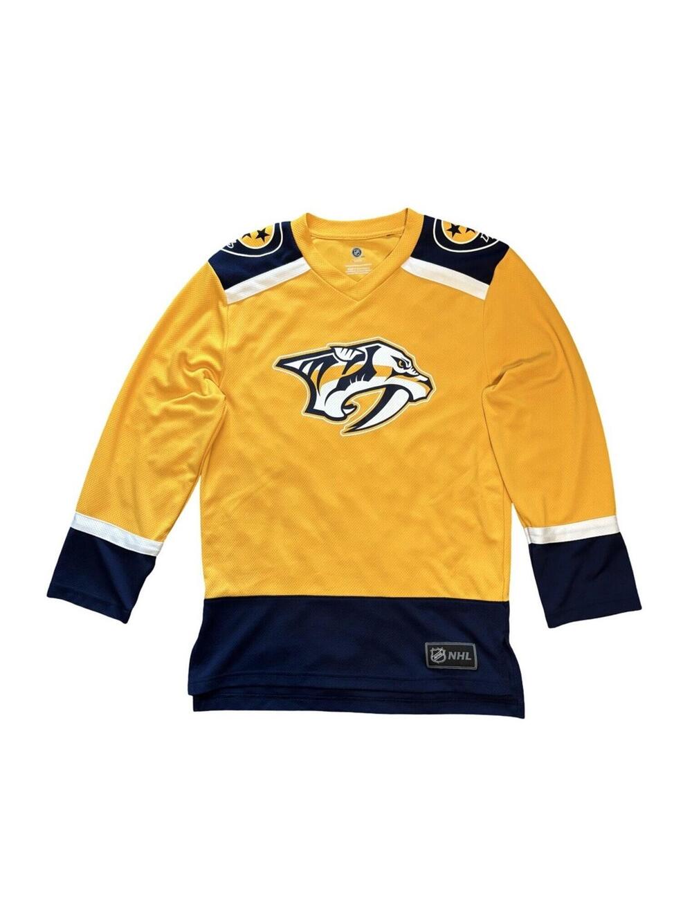 NHL Nashville Predators Hockey Jersey Men's Yellow Navy Blue Size Small